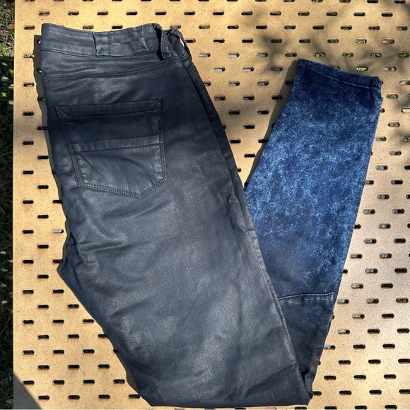 Cotelac Denim - Cotelac Black Coated Ombré Acid Denim Skinny Fit Jeans Chic Goth Emo